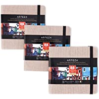 ARTEZA Blocs de acuarela | 14x14 cm | Paquete de 3 | 132 páginas | Tapa dura color beige| Papel de 230 g-m² | Libreta de…